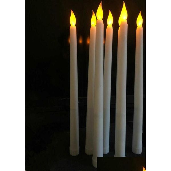 Velas 50 unids LED con batería parpadeante sin llama Marfil Cónico Vela Lámpara Candelabro Navidad Mesa de boda Hogar Iglesia Decoración 28C Dh2Wx