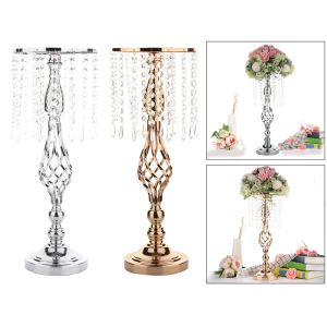 Velas 52cm de altura Cristal Candle Soportero Centro de velas Candeler Candlestick Road Flores de plomo para la mesa de bodas Decoración de la fiesta