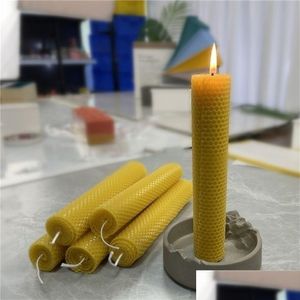 Velas 5 Unids / Set Diámetro 35 Cm Altura 195 Cm Cera De Abejas Amarilla Natural Vela Laminada Hecha A Mano Diy Miel Varilla Larga Abejas Cera Panal Gota Dhi0U