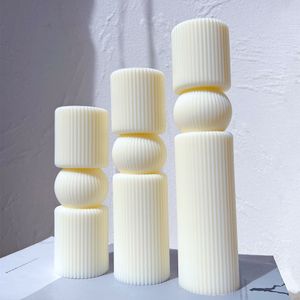 Bougies 6 Designs Colonne Nervuré Pilier Bougie Moule CylindreModèle Silicone s Géométrique Décor À La Maison Rayé De Soja Cire 230217