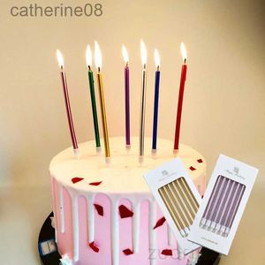 Bougies 6 pcs de long gâteaux minces bougies de bougies d'anniversaire métalliques
