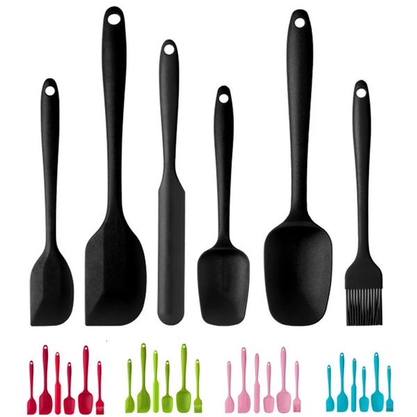 Bougies 6 pièces spatule en silicone ensemble crème gâteau cuisson grattoir outils de cuisson de qualité alimentaire spatules résistantes à la chaleur antiadhésives 231128