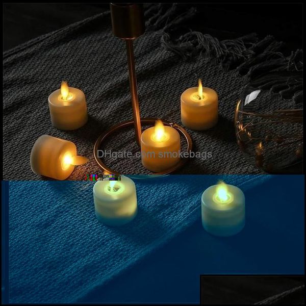 Bougies 6 Pcs Led Électronique Bougie Lumières Sans Flamme Swing Bougies Fête De Mariage Anniversaire Décor Nuit Lampe Velas À Distance Drop Delivery Otd0N