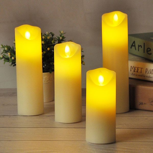 Velas 75 cm Vela de parafina eléctrica Parpadeo amarillo Luz de té LED Lámpara de noche con pilas AA Sin llama Habitación para niños Noche 230808