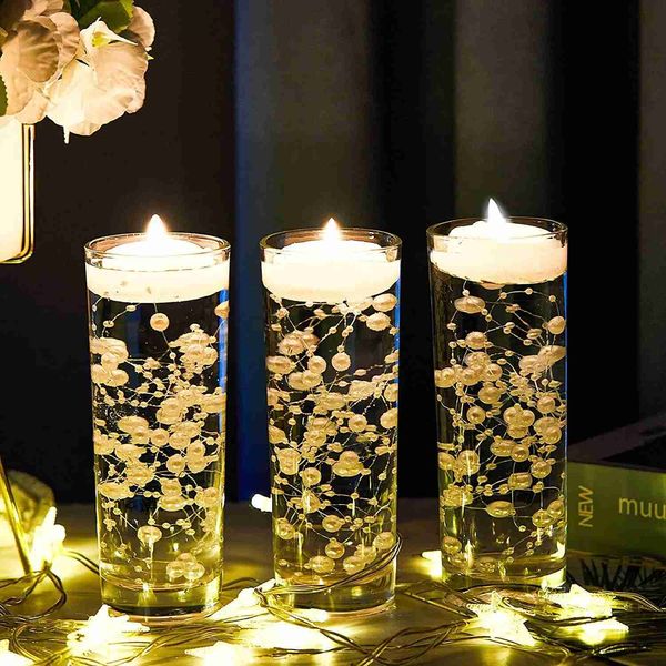 Guirlande de perles artificielles pour bougies flottantes, décoration de pièce maîtresse de mariage, de fête, de fête