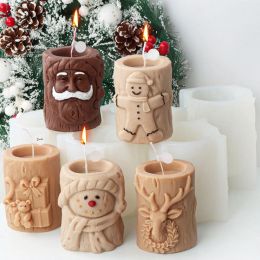 Kaarsen bebaarde kerstman herten stomp siliconen kaarsen kaarsen mal peperkoek snowman cilinder gips kandelaar kandelaars maken cadeau kerstdecor