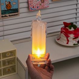 Kaarsen Kaars Kristallen Lamp Led Vlamloos Flikkeren Batterij-aangedreven Pijler met Realistisch Vlamlicht Bureau 231023