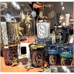 Kaarsen Kaarsen 190G geurkaars inclusief doos Dip-collectie Bougie Pare Kerstmis gelimiteerde cadeauset Vakantie Bruiloft metgezel Dro Dh9Gp