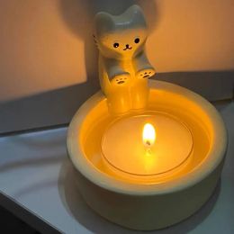 Velas Cartoon Kitten Candeler Candador a la parrilla Candelador de aromaterapia para la aromaterapia para la sala de estar del dormitorio en casa Lindas decoraciones de escritorio