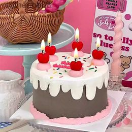 Cougies Cherry Birthday Cake Candle Party Party Love Little Cherry Cake Decoration Creative Childrens Cartoon Candle D240429