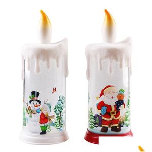 Kaarsen Kerstdecoratie Pvc Kaarslicht Led Gesimuleerde Vlam Kerstman Sneeuwpop Kerstcadeaus 22,5X9Cm Drop Delivery Huis Tuin Thuis Dh3Q4