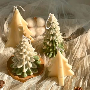 Velas Adorno de Navidad Molde de vela de silicona DIY Árbol Artesanía Fabricación de yeso Resina Jabón Moldes para hornear Decoración del hogar 231121