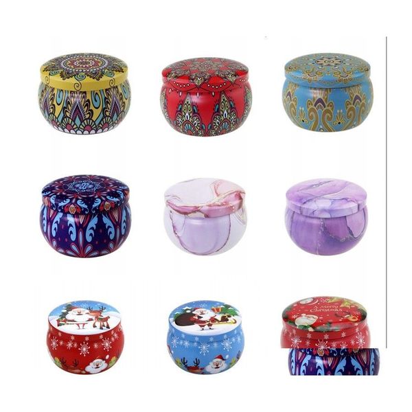 Velas Circar Aromaterapia Jar de velas Felices Navidad Case de metal Metal Candy Candy Empaque Makou Iron Box 1 6tb J2 Drop del Dhj4z