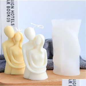 Kaarsen Craft Tools Sile Candle Mold 3D Paar Hing Body Art Resin Casting Mod voor het maken van aromatherapie gips Kdjk2202 Drop Deliver Dhyrx