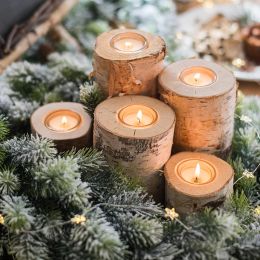 Bougies créatives en bois chandelle succulente plante pot plateau de bougeur de bougette décoration de bureau rustique décoration de vacances de mariage