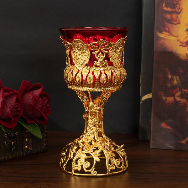 Bougies Crossborder Hot Sell Metal Red Glass Bowl Candle Candle d'ornement de style européen