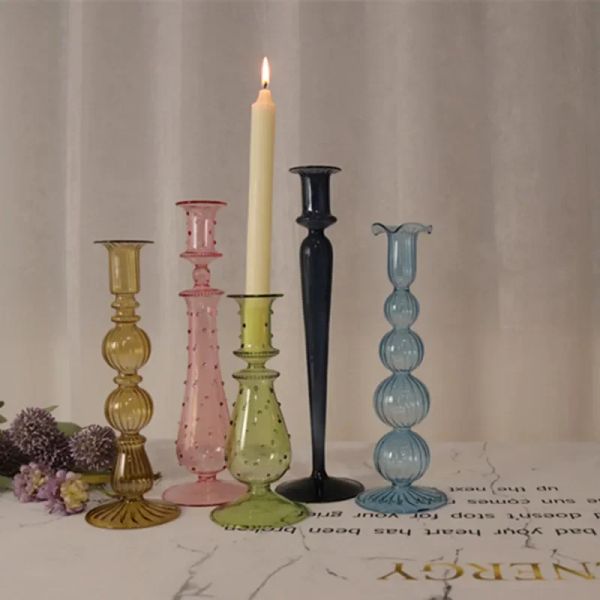 Bougies Bougeoir en cristal pour décorations de mariage Stick Romantic Table Table matelocy Glass Nordic Stand Holders