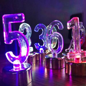Bougies Personnaliser 1PC électronique multicolore clignotant numéro LED thé lumière bricolage compte à rebours lampe de nuit pour la fête d'anniversaire de mariage 231019