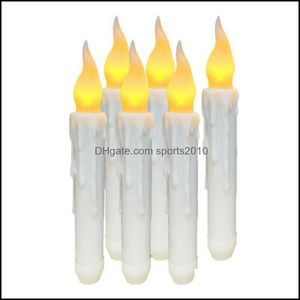 Kaarsen decor Home GardentableTop Decor Led Taper Candle Xmas Party Remote Control 6pcs batterij bediende drop levering 2021 76ore