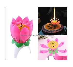 Cougies Décor Home Garden Fleur Singlelayer Lotus Birthday Bandle Party Music Sparkle Cake Candles Drop Livraison 2021 CXZM5 OTPND6732976