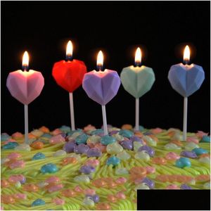 Velas Diamante Amor Cumpleaños Vela Colorf Forma de corazón Banquete Propuesta Matrimonio Boda Fiesta Pastel Cupcake Velas Entrega Gota Hom DHZ3L