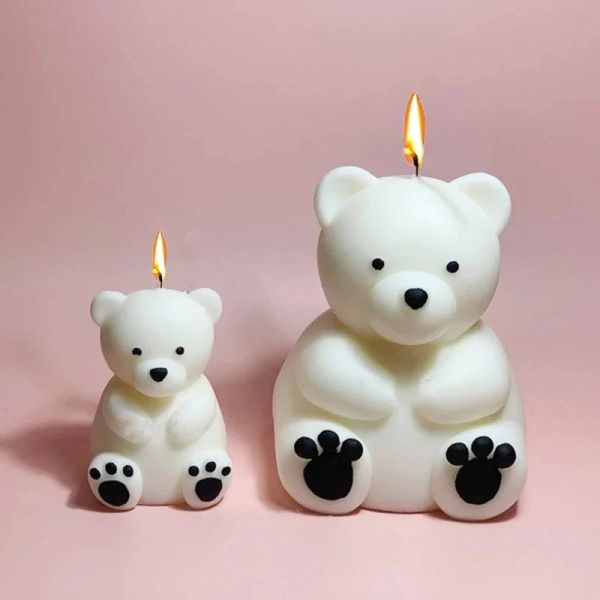 Velas DIY Lindo oso silicona Molda Vela Multiestilo Multiestilo 3D Animal Pet Vela fabricante suministros de jabón hecho a mano Moldes de resina de jabón