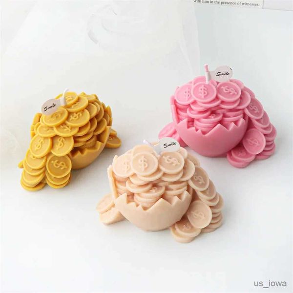 Bougies Oeuf de Pâques bougie moule en silicone pièce d'or de Pâques oeuf dollar américain oeuf coquille cassée oeufs gâteau chocolat silicone moule savon moule