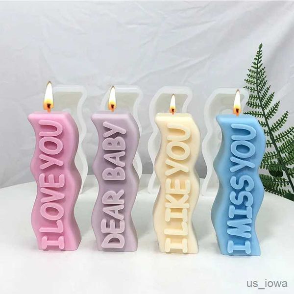 Velas Letras inglesas Vela de Navidad Molde de silicona DIY Arte hecho a mano Jabón de yeso Bebé Cumpleaños Decoración de pasteles Regalos del día de San Valentín