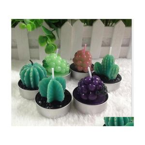 Bougies Mode Plantes succulentes Bougie sans flamme Plante en pot Cactus artificiel Parfumé Décorations de Noël Fournitures de fête 1 3Yh Dr Dhlip