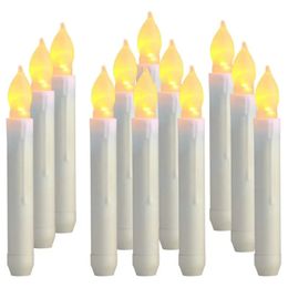 Velas sin llama 12 PCS LED 69 pulgadas Cono operado por batería para fiesta Aula Iglesia Decoración de cumpleaños 231019