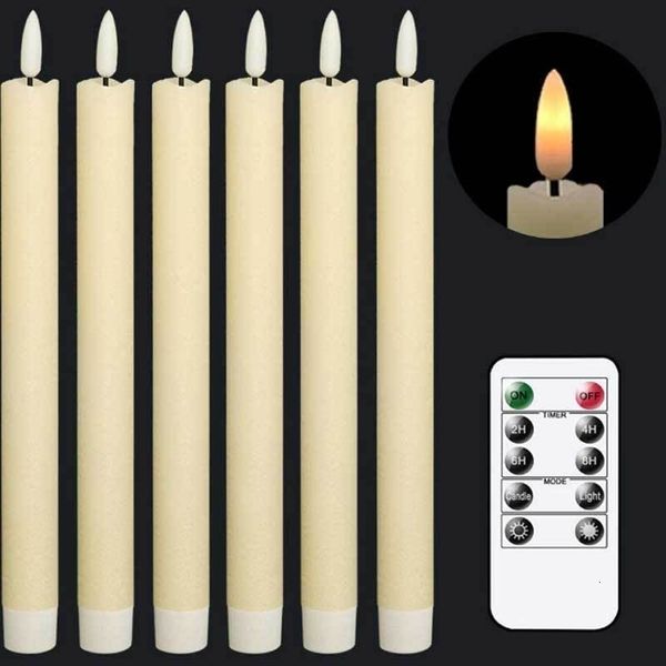 Bougies vacillantes sans flamme avec télécommande à piles LED chaude 3D mèche lumière paquet de 6 noël maison mariage décor 230907
