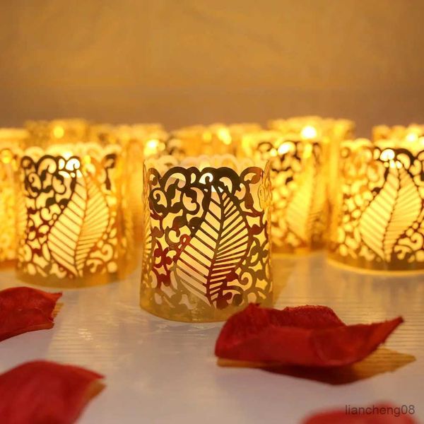 Velas Velas ligeras de té sin llama Candelabros LED votivas con pilas con pantalla de papel para bodas San Valentín Halloween Navidad