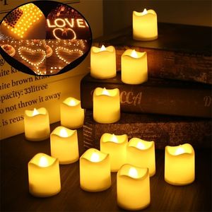 Bougies Bougies Votives Sans Flamme Clignotant Électrique Faux Bougie 24 Pcs À Piles LED Lumières De Thé pour Mariage Halloween Noël 221010