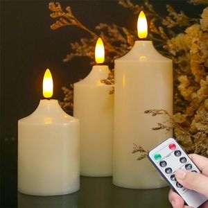 Kaarsen flikkeren blauwrichte realistische vlamloze led kaarsen met timer op afstand batterij bediende kaarsen voor Valentijnshuis Home Wedding Decor 221010