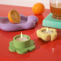 Kaarsen Floret Tea Light Candlestick Mold Silicone Beton Kandelaar Schimmel voor gipsbladen Maakgereedschap 221108