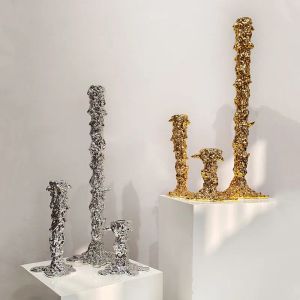 Kaarsen gouden kandelaar kaarsenhouder hars vergulde oppervlakte smeltvorm bruiloft centerpieces eettafel huis inrichting decoratie