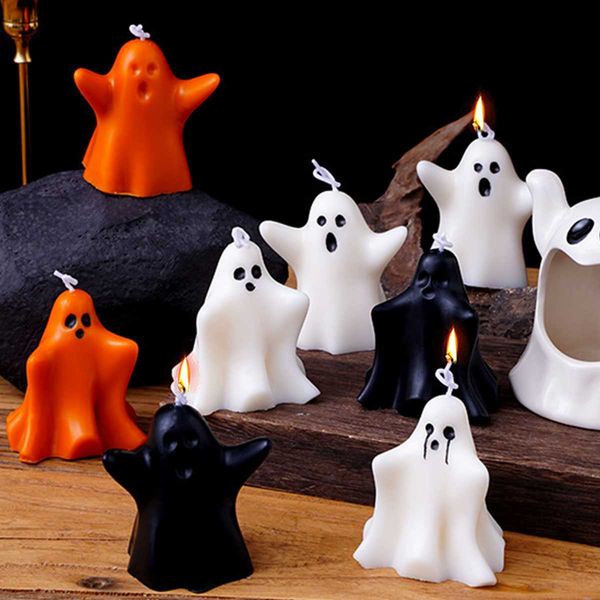 Velas Halloween 3D Fantasma Silicona Vela Molde Multi Estilo Espectro Jabón Resina Molde Chocolate Pastel Decoración Pintura Yeso Festival Regalo T230926