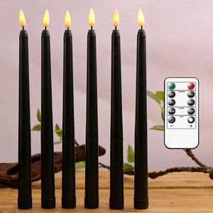 Bougies Halloween LED Black Taper avec télécommande 6 ou 12 pièces sans flamme électronique 28cm11 pouces chandeliers de fenêtre 230921