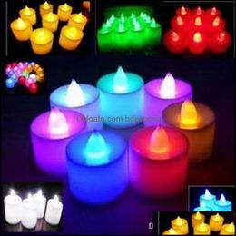 Kaarsen Home Decor Garden Mticolor Elektronische kaarslicht LED Simatielampen Verjaardag Wedding Flameless Flashing Plastic Decoratie BH19