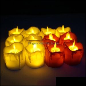 Kaarsen Home Decor Garden Led Flameless Candle Tea Light Pilaar Tealight Batterij Operate Lamp Wedding Verjaardag Pa DHDSV