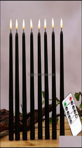 Kaarsen Home Decor Garden Pack van 6 Remote Halloween Taper Zwarte kleur Vlamloze Fake Pillar Batterij met Contain Drop Delivery 208401397