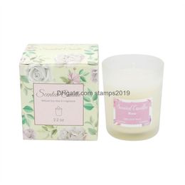 Bougies Accueil Sans fumée Verre parfumé à la main Huile essentielle naturelle Cire de soja Aromathérapie Bougie Proposition romantique Goutte parfumée Deli Dhjr7