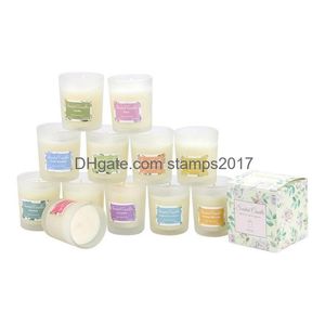 Bougies Accueil Sans fumée Verre parfumé à la main Huile essentielle naturelle Cire de soja Aromathérapie Bougie Proposition romantique Goutte parfumée Deli Dhi7Z