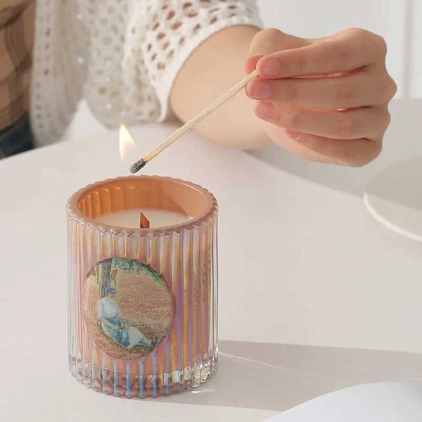 Velas Estilo Ins Pintura Al Óleo Taza Romana Aromaterapia Vela Tarro Vela Perfumada Cera De Soja Planta Aceites Esenciales Velas Decoración Del Hogar