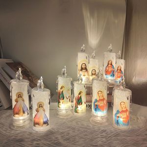 Bougies Jésus Vierge Christ Bougie Lampe Romantique Thé Lumière Électronique Sans Flamme LED Déco 230907