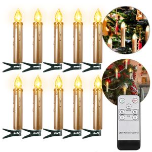 Bougies Bougie LED Arbre de Noël avec flamme vacillante et télécommande de synchronisation alimentée par batterie décorative pour la maison dorée 230919