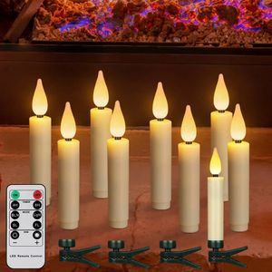 Candles LED Candle teardrop-shaped Christmas Tree Candle Timer Remote And flickering flame For Halloween Home Decor Electric Candles 231021