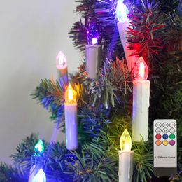 Bougies LED Flamme clignotante colorée avec minuterie à distance Bougie de Noël pour l'année Accueil décoratif électronique faux 230907