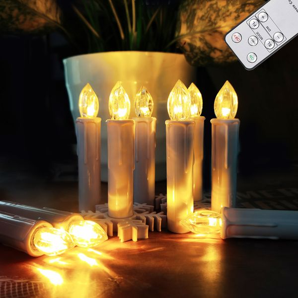 Bougies LED Lumière Flammes Vacillantes Avec Minuterie À Distance Arbre De Noël Bougie À Piles Année Décoration Faux 230907