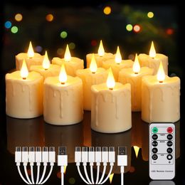 Bougies LED rechargeables avec USB et télécommande chronométrée Hauteur 75cm Décoration de table de mariage Lampe chauffe-plat étanche 230907